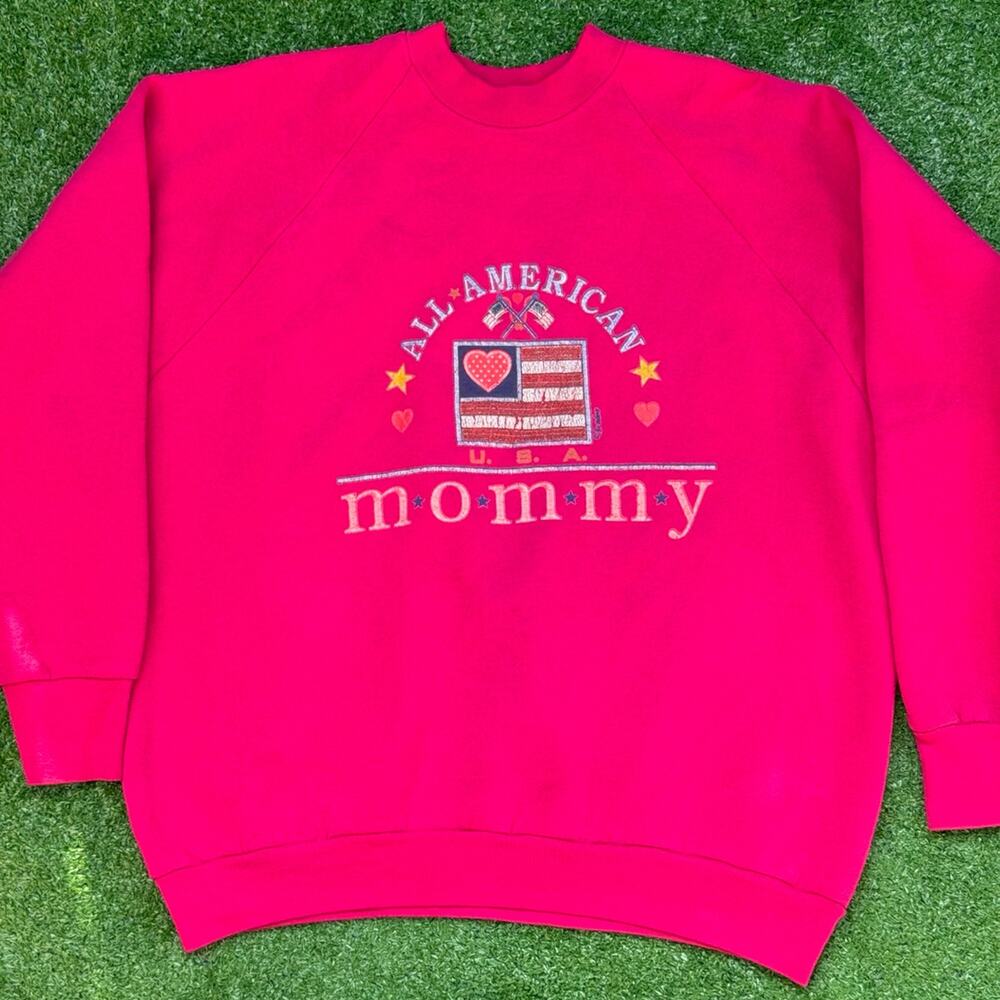 All American Mommy Crewneck Sweatshirt USA Customized Fruit Loom Vintage